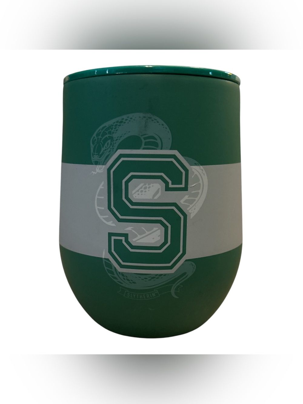 Harry Potter Slytherin Corkcicle 12 oz Stemless Wine Tumbler with Lid
